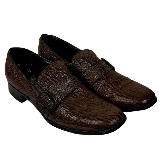Vintage Mens OSTERGATORS Genuine Shark Skin Leather Monk Strap 9.5 B Dress Shoes